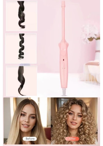 Pembe Afro Dalga Ince Uçlu Saç Maşası, Profesyonel Kıvırcık Bigudi ve Bukle Makinesi fiyatları