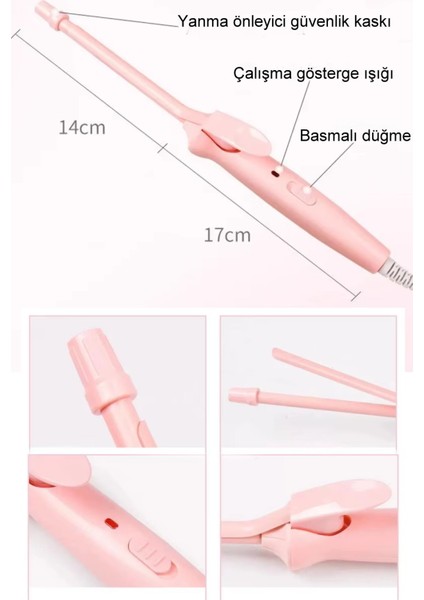 Pembe Afro Dalga Ince Uçlu Saç Maşası, Profesyonel Kıvırcık Bigudi ve Bukle Makinesi modelleri