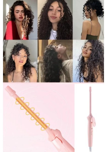 Pembe Afro Dalga Ince Uçlu Saç Maşası, Profesyonel Kıvırcık Bigudi ve Bukle Makinesi fırsatları