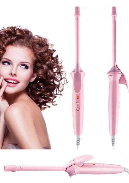 Pembe Afro Dalga Ince Uçlu Saç Maşası, Profesyonel Kıvırcık Bigudi ve Bukle Makinesi