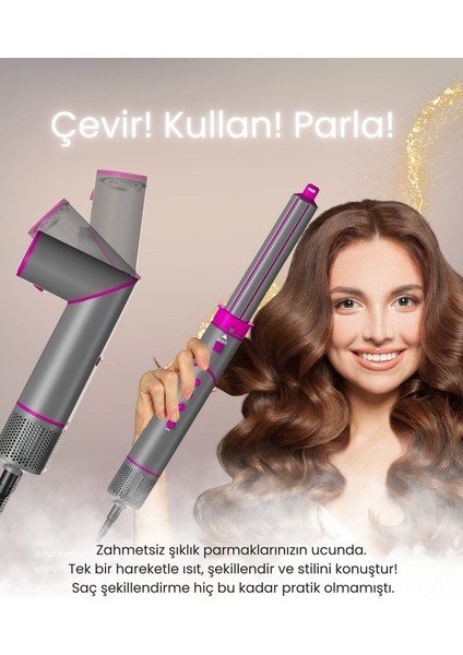 Iyonlu 8'li Saç Kurutma ve Şekillendirme Seti, Pembe indirimleri
