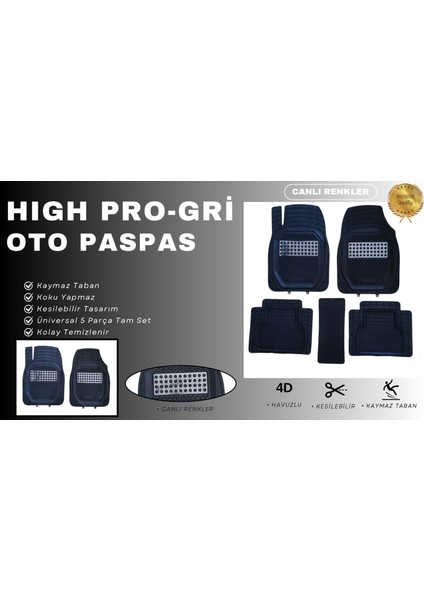 Peugeot 206 Hb 1999 Havuzlu Üniversal Canlı Metalik Gri Pro Plus Oto Paspas