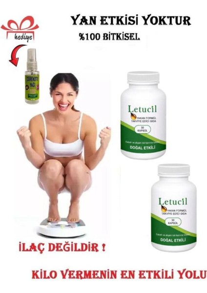 Letucil Biberiye ve Yeşil Etkili Zayıflamanıza-Incelmenize Takviye 30'lu x 2 Adet