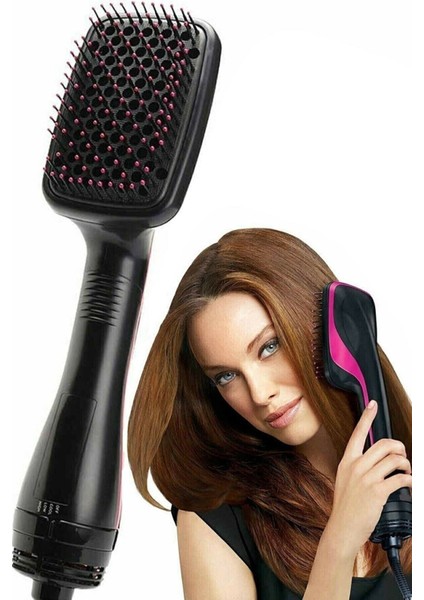 Hava Üflemeli Saç Düzleştirici ve Taraklı Fön Makinesi, Şık Siyah Renk