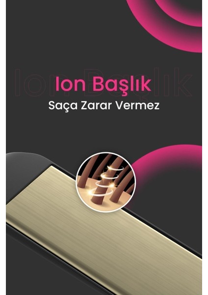 Seramik Kaplı Pembe Detaylı Saç Düzleştirici, Şık ve Hafif Tasarım indirimleri