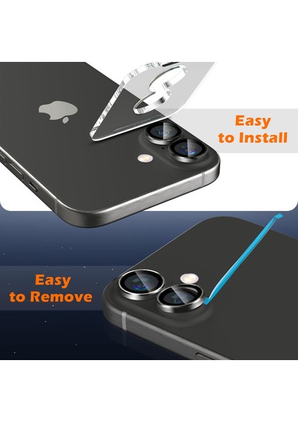 Iphone 16 Plus Uyumlu Anti-Reflective Safir Lens Koruyucu Parlamaz Leke Tutmaz Kamera Koruyucu