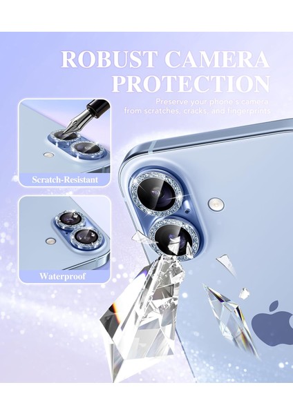 Iphone 16 Plus Uyumlu Pırlanta Taşlı Safir Lens Koruyucu Çizilmez Su Geçirmez Kamera Koruyucu fiyatları