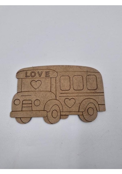 1 Adet Sevimli Okul Otobüsü Ahşap Boyama Okul Diy Etkinlik Aktivite Sanat 15 cm x 10 cm