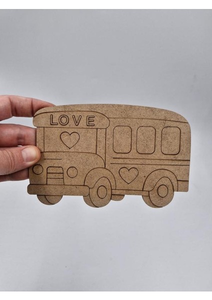 1 Adet Sevimli Okul Otobüsü Ahşap Boyama Okul Diy Etkinlik Aktivite Sanat 15 cm x 10 cm fiyatları