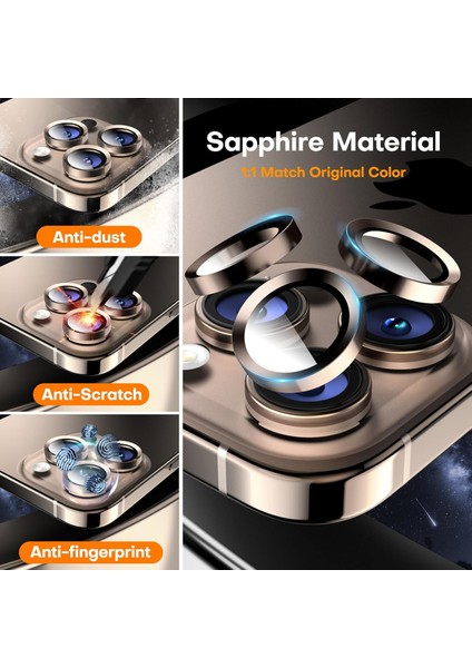 Iphone 16 Pro Uyumlu Anti-Reflective Safir Lens Koruyucu Parlamaz Leke Tutmaz Kamera Koruyucu fiyatları