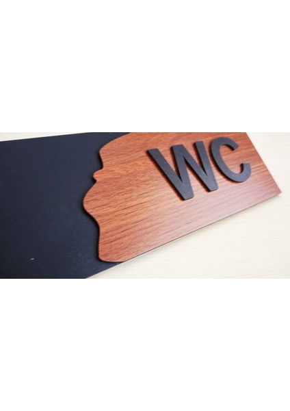 Wc Tuvalet Kapı Duvar Tabelası Ahşap Uyarı Işareti Yapışkanlı 25 x 11 cm fırsatları