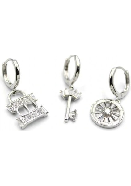 3'lü CD Küpe - Gümüş