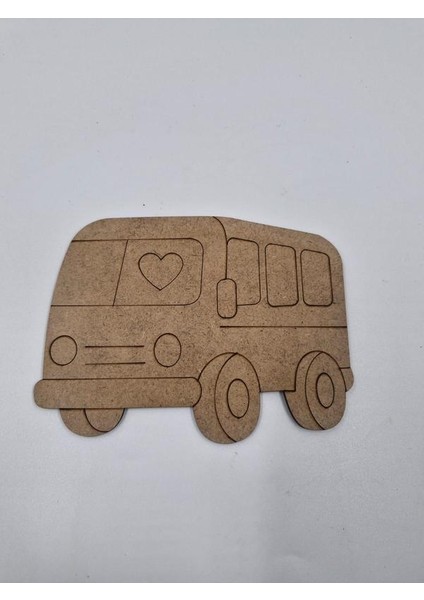1 Adet Sevimli Otobüs Ahşap Boyama Okul Diy Etkinlik Aktivite Sanat 15 cm x 11 cm