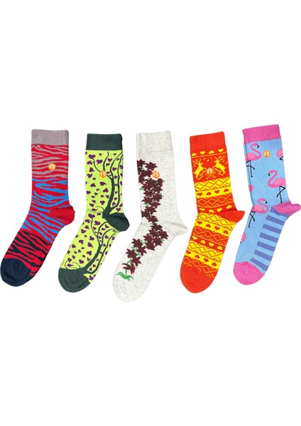 Kadın Renkli Desenli Pamuklu Çorap