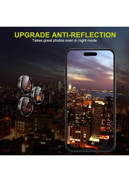 Iphone 14 Pro Uyumlu Anti-Reflective Safir Lens Koruyucu Parlamaz Leke Tutmaz Kamera Koruyucu