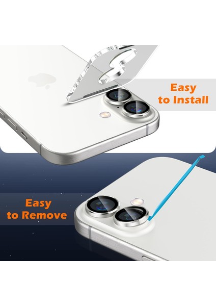 Iphone 16 Plus Uyumlu Anti-Reflective Safir Lens Koruyucu Parlamaz Leke Tutmaz Kamera Koruyucu