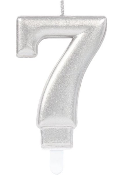 7 Rakam Mum Gümüş Renk