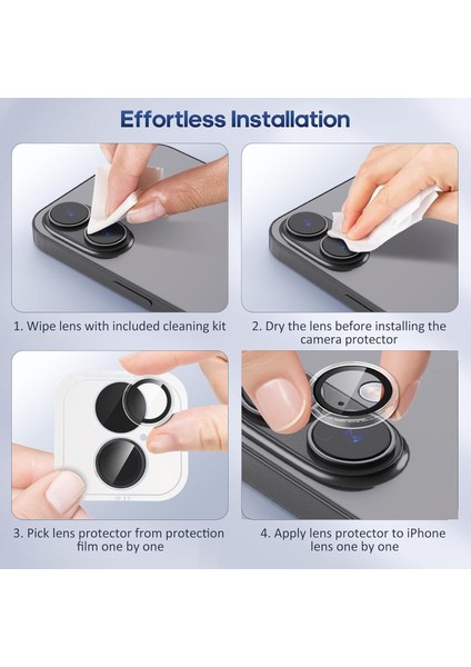Iphone 17 Uyumlu Safir Lens Koruyucu Su Geçirmez Iz Bırakmaz Kamera Koruyucu