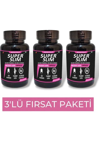 Medinutrica Super Slim Bay/ Kullanımına Uygun 30'lu Takviye x 3 Adet