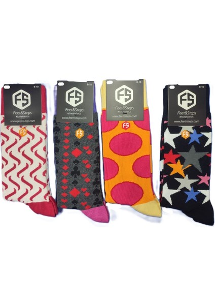 Erkek - Kadın Renkli Desenli Pamuklu Günlük Çorap