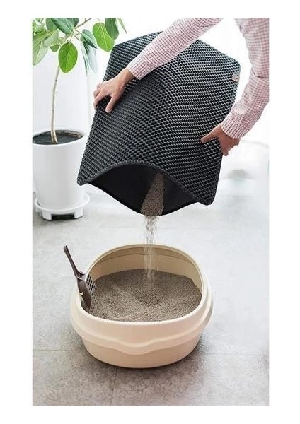 Bfs Kedi Tuvalet Önü Kum Toplayıcı Temizleyici Elekli Gri Paspas