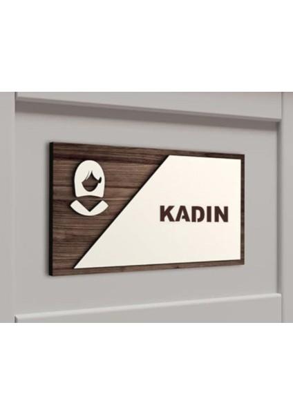 Wc Tuvalet Tabelası Kadın 22X12 cm Kapı Yönlendırme Levhası Büyük Boy