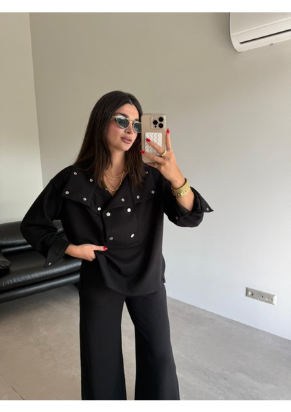 Keyymod Üstü ve Altı Çıt Çıt Detaylı Oversize Bol Modal Takım fırsatları