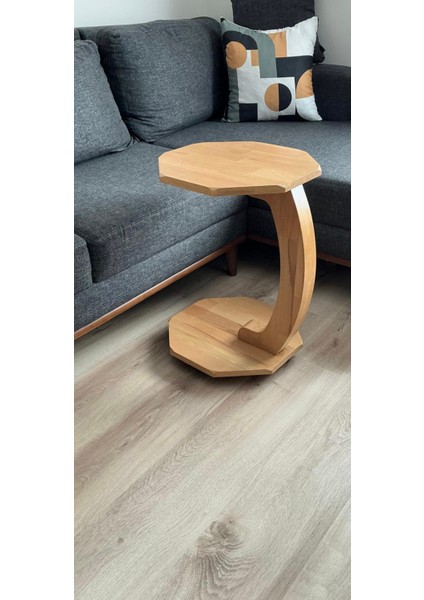 Sehpa Doğal Ahşap Tekerlekli C Sehpa 38X38X55 modelleri