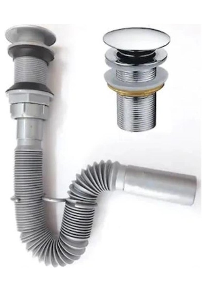 Pop Up Bas Aç Körüklü Lavabo Sifonu