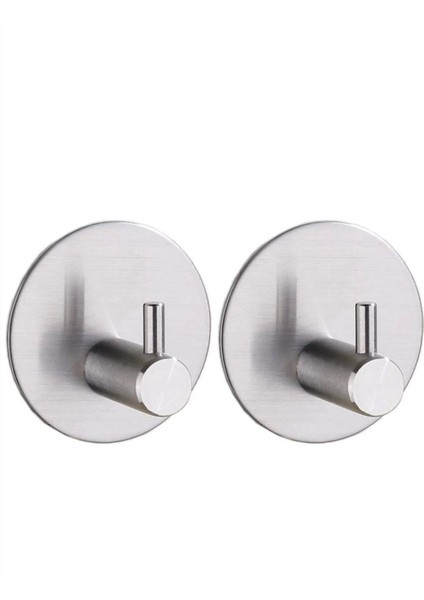 2 Adet Oval Paslanmaz Çelik Kendinden Yapışkanlı Banyo / Mutfak / Bornoz / Havlu / Lif Askısı