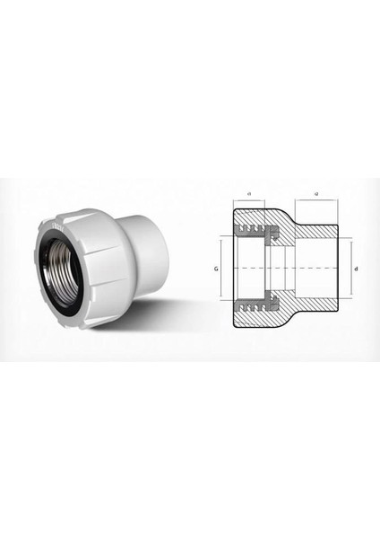 Ege Yıldız Pprc 40X1 1/4 Dişi Adaptör Gri