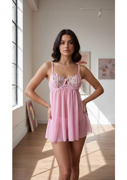 Dantelli Babydoll Gecelik & String Takım