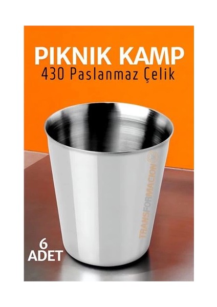 Bfs Paslanmaz Çelik Bardak Seti Kamp Piknik Bardağı 6 Adet