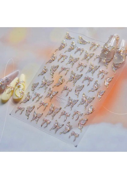 Parlayan Dokulu Jel Kelebek Tırnak Süsleme Stickerı Nail Art Süslemeleri fiyatları