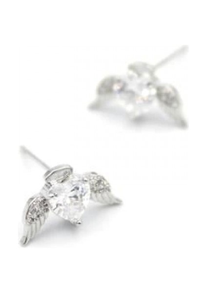 Gümüş Iğneli Kalp Küpe - Gümüş