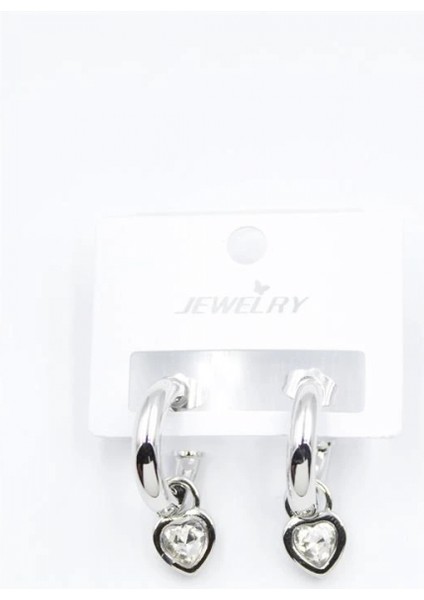 Kalp Halka Küpe - Beyaz fiyatları