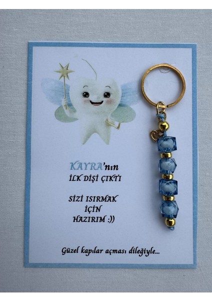 72 Adet Mavi Renk Isme Özel Ilk Dişim Çıktı Diş Partisi Diş Buğdayı Hatırası Hediyelik Anahtarlık