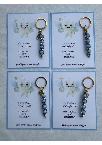 72 Adet Mavi Renk Isme Özel Ilk Dişim Çıktı Diş Partisi Diş Buğdayı Hatırası Hediyelik Anahtarlık modelleri