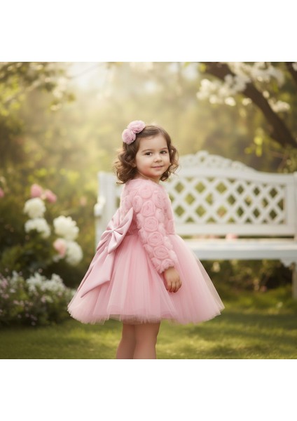 Güllü Kız Çocuk Trend Elbise