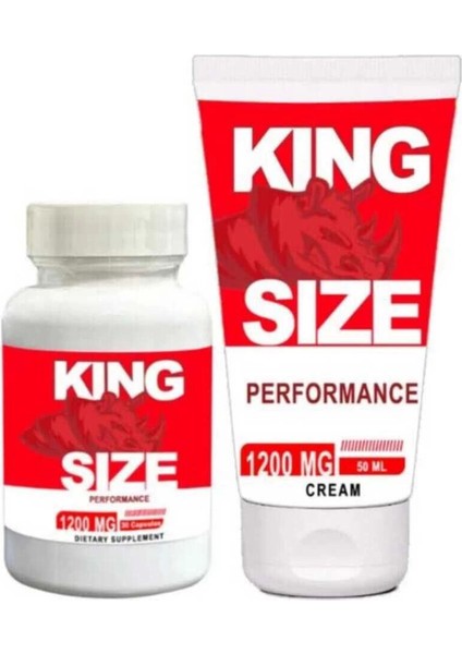 King Size 1200 Mg Erkek Sertliğine ve Kuvvetine Eksiksiz Deneyim Veren 30 Lu ve 50 ml Krem Bir Arad
