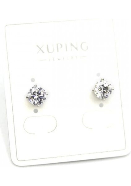 Büyük Boy Tek Taş Küpe - Gümüş