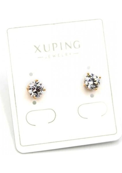 Büyük Boy Tek Taş Küpe - Altın