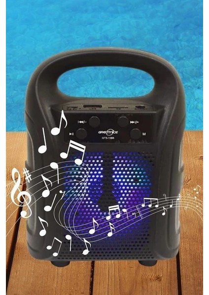 Bfs Tutmalı Mini Hoparlör Işıklı Taşınabilir Bluetooth Wireless Radyolu Sd Kart ve USB Girişli Hoparlör