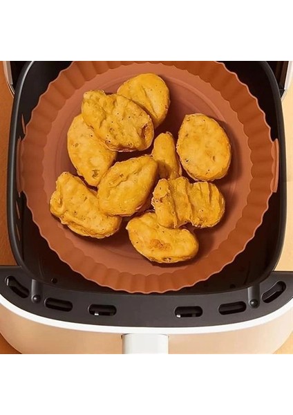 Bfs Renkli Isıya Dayanıklı Yıkanılabilir Silikon Fırın ve Airfryer Yuvarlak Pişirme Matı 20 cm