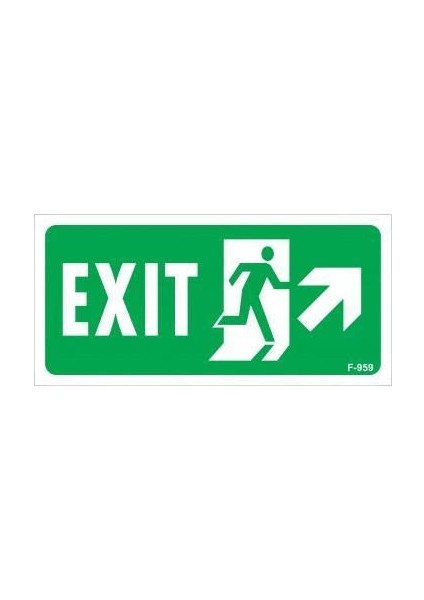 Exit Sağ Yukarı Uyarı Levhası 17,5X25 KOD:959