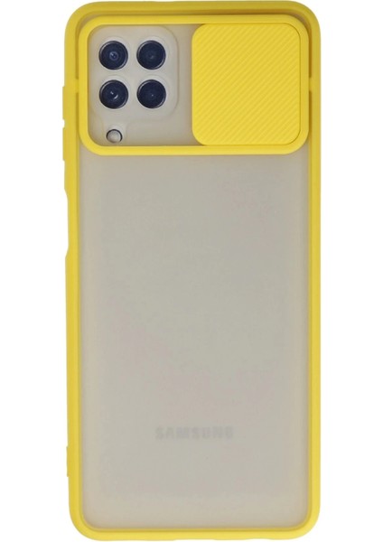 Bfs Samsung Galaxy A22 Kılıf Palm Buzlu Kamera Sürgülü Silikon - Sarı