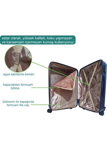 ☾ ✩ 𝐓𝐔̈𝐑𝐊 𝐘𝐈𝐋𝐃𝐈𝐙𝐈 ☾ ✩ Travel Polo Esnek Kauçuk Üstün Kaliteli Büyük Boy Valiz 𝟕𝟓 𝐜𝐦