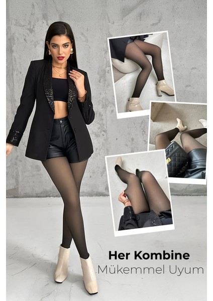 Ince Çorap Görünümlü Termal Külotlu Çorap, Ayakları Sıcak Tutan Kışlık Tayt Çorap