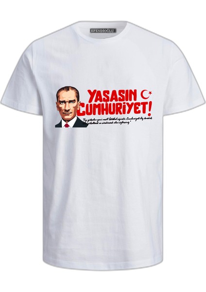 Yaşasın Cumhuriyet Baskılı Pamuklu Çocuk T-Shirt