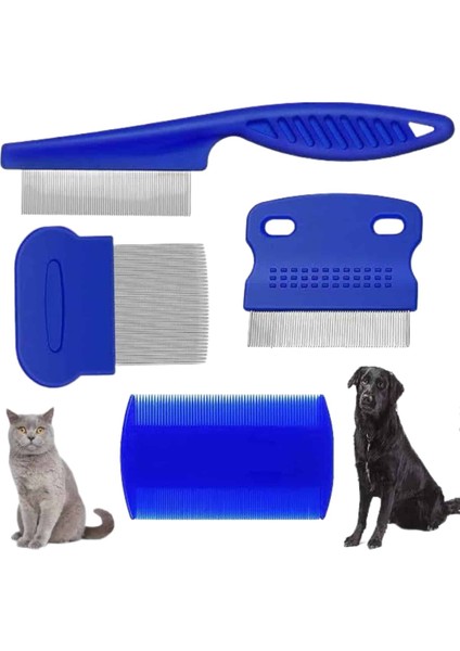 Bestonly 4'lü Bit Pire Tarağı Set Kedi Köpek Evcil Hayvan Tüy Toplayıcı Mavi fırsatları